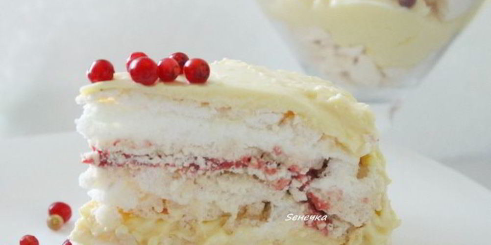 Рецепт торта-безе с брусничным курдом