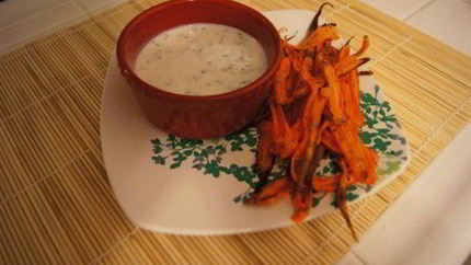 Крем с пармезаном и морковные чипсы