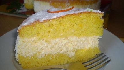 Легкий бисквит с апельсиново-творожным кремом