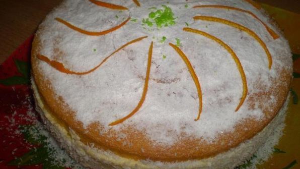 легкий бисквит с апельсиново-творожным кремом