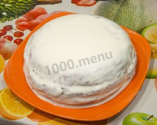 Шоколадный бисквит в мультиварке со сметанным кремом