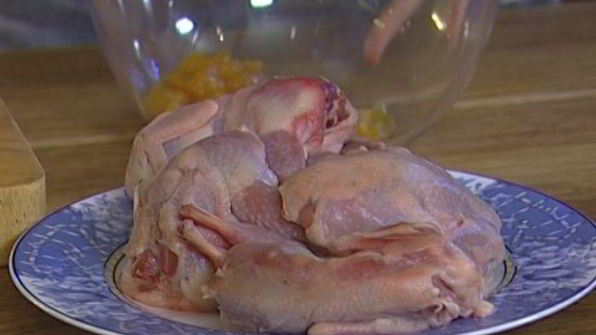 перепелки с виски и мармеладом