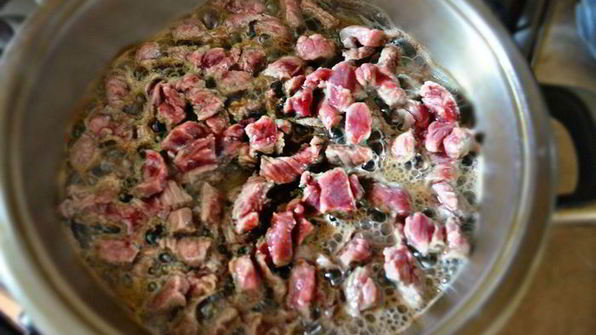 мильфей с мясом, гречкой и овощами