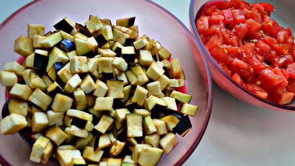 мильфей с мясом, гречкой и овощами