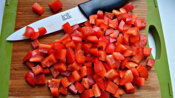 мильфей с мясом, гречкой и овощами