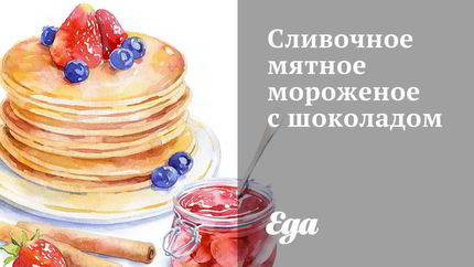 Сливочное мятное мороженое с шоколадом