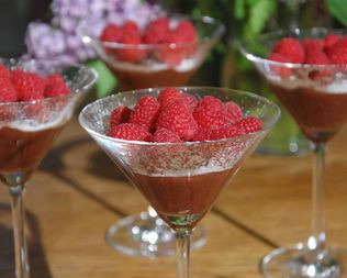 Шоколадный мусс с малиной