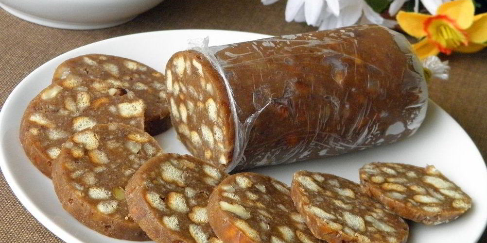 Рецепт шоколадной колбасы из печенья