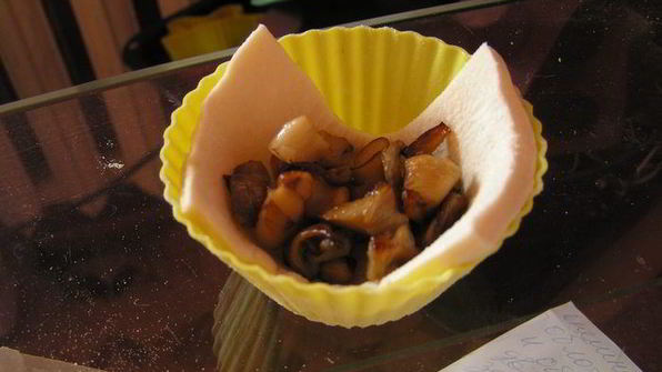 корзиночки с морковным суфле, вешенками и тыквенными семечками