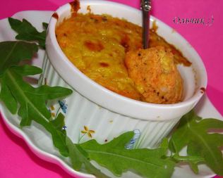 Нежное овощное суфле с курицей и сыром