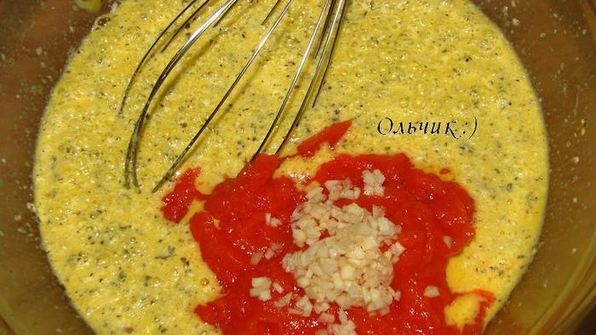 нежное овощное суфле с курицей и сыром