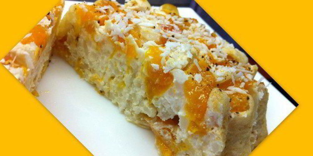 Рецепт творожно-рисового десерт с персиками