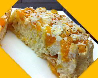 Творожно-рисовый десерт с персиками