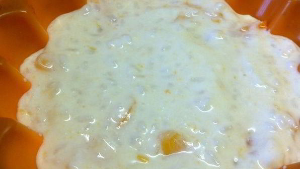 творожно-рисовый десерт с персиками