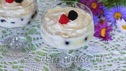 Творожный десерт с черной смородиной