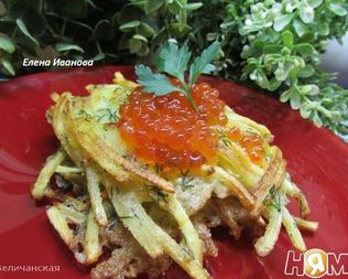 Драники с красной икрой