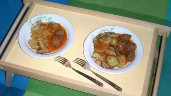 фрикадельки с печеным картофелем