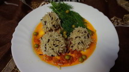 Паровые фрикадельки с рисом