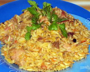 Чечевица с рисом, грибами и морковью