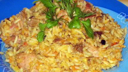 Чечевица с рисом, грибами и морковью