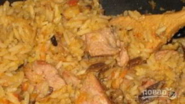 чечевица с рисом, грибами и морковью