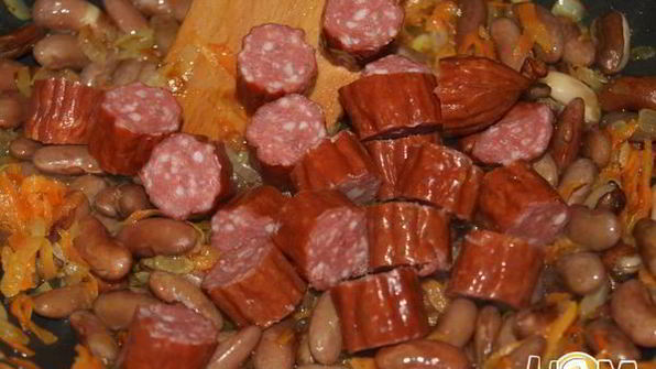 картофель с охотничьими колбасками