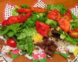 Рис с фаршем на сковороде