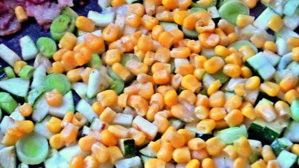 рис с овощами и ветчиной