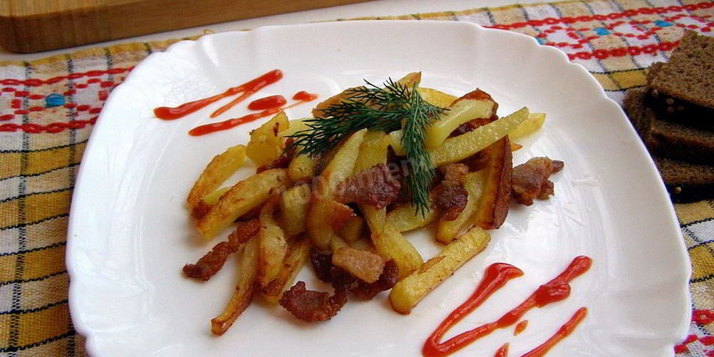 Рецепт жареной картошки с салом
