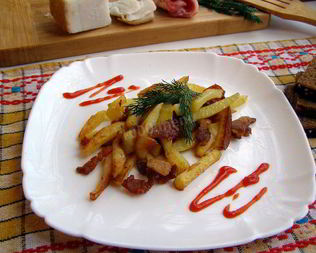 Жареная картошка с салом