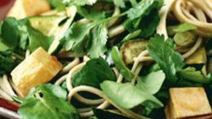 Гречневая лапша с овощами и тофу