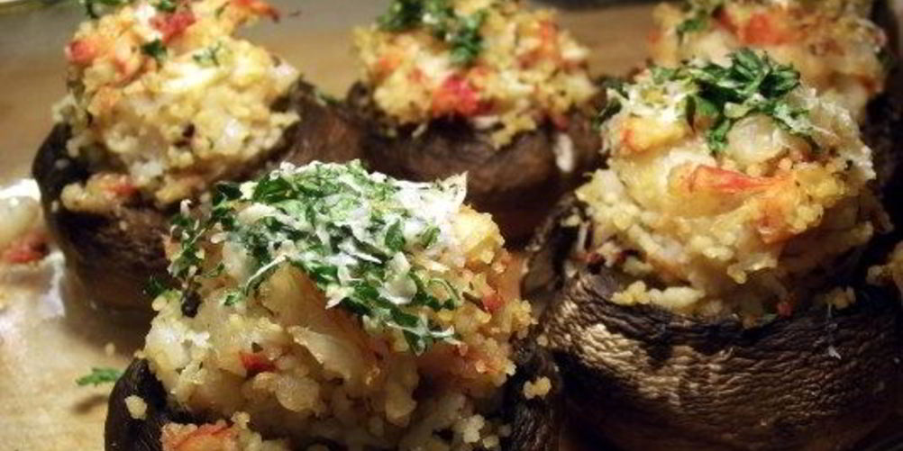 Рецепт фаршированных шампиньонов с креветками