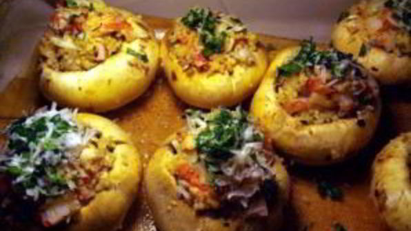 фаршированные шампиньоны с креветками