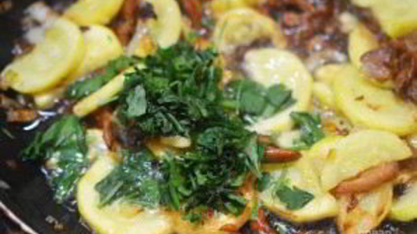 лисички с кабачками жареные