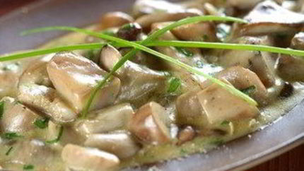 Тушеные грибы в соусе из сидра