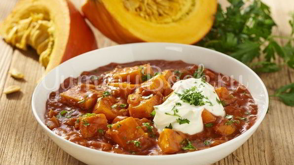 вегетарианский гуляш из тыквы