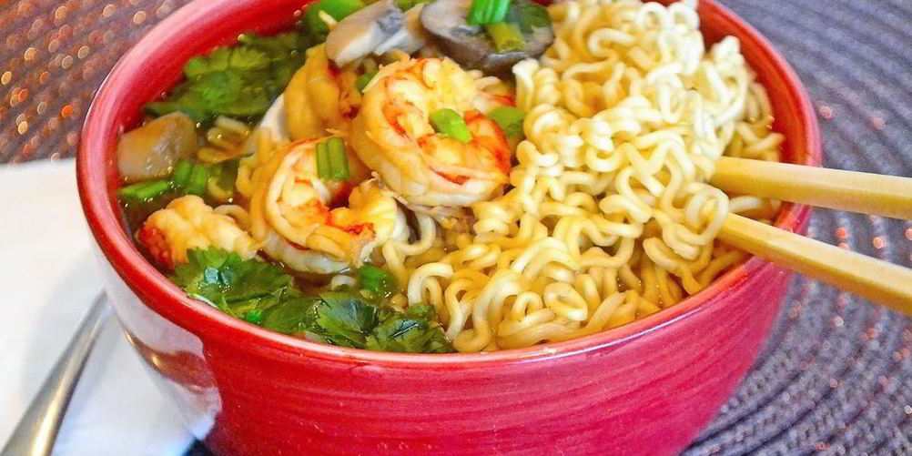 Рецепт лапши с креветками