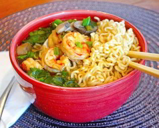 Лапша с креветками