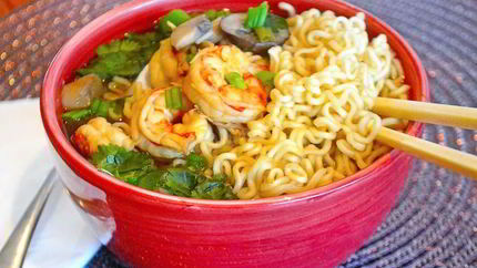 Лапша с креветками