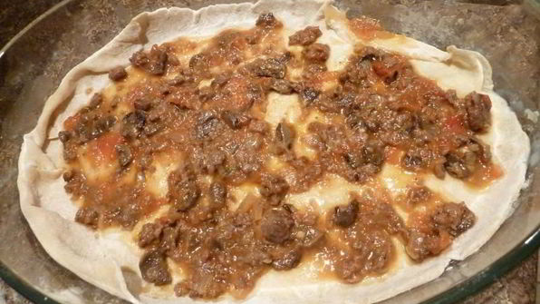 лазанья с фаршем и грибами