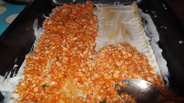 лазанья с куриным фаршем