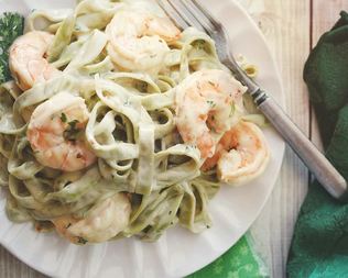 Итальянская паста с креветками в сливочном соусе