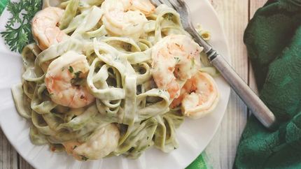 Итальянская паста с креветками в сливочном соусе