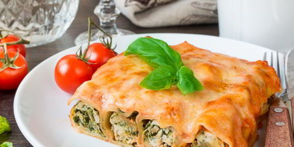 Рецепт каннеллонь с курицей и шпинатом