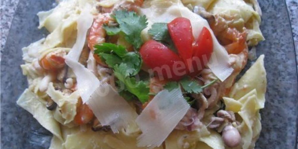 Рецепт макарон бантики с морепродуктами
