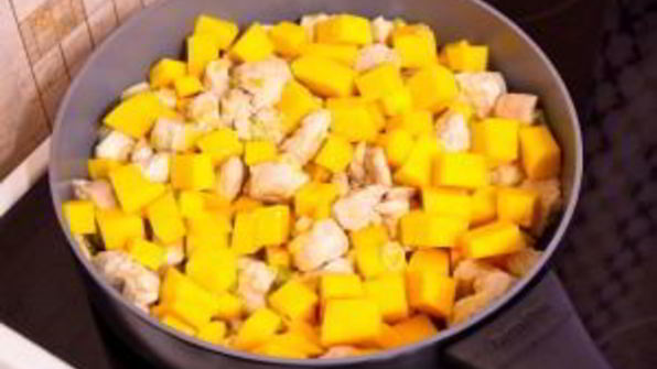 макароны с тыквой и филе индейки