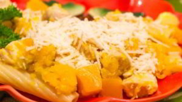 макароны с тыквой и филе индейки