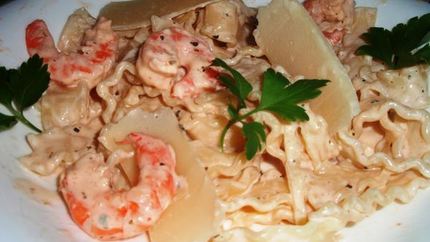 Паста с креветками в сливочном соусе