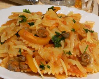 Паста с куриными сердечками