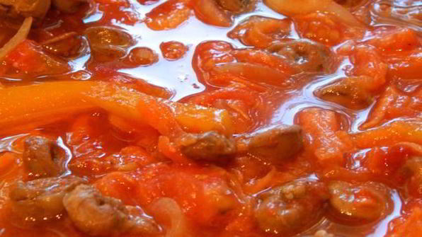 паста с куриными сердечками